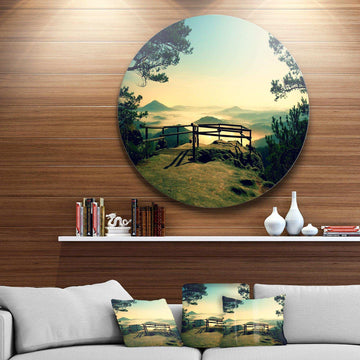 Full Moon Autumn Midnight - Landscape Circle Metal Wall Decor